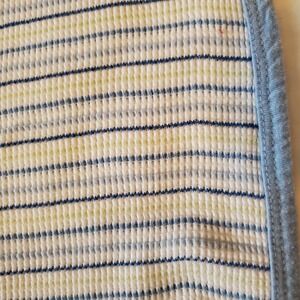 Gerber Striped Waffle Thermal Baby Receiving Blanket Blue Yellow Security